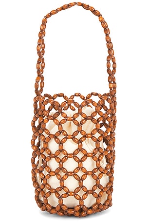 Hat Attack Isla Beaded Mini Bag in Brown