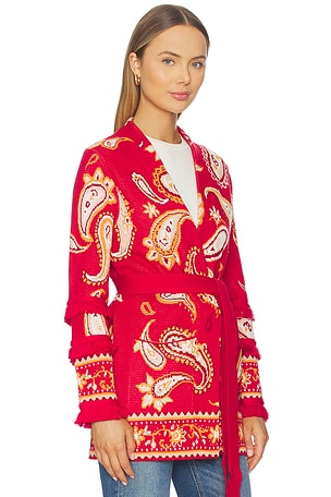 Hayley Menzies Jude Jacquard Cardigan in Red. Size XS. Also