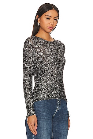 Hayley Menzies Sequin Knit Top in Metallic Silver