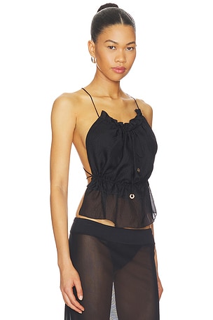 HANNE BLOCH Square String Top in Black