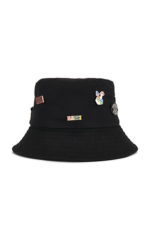 Happy Caps Pin Bucket Hat in Black