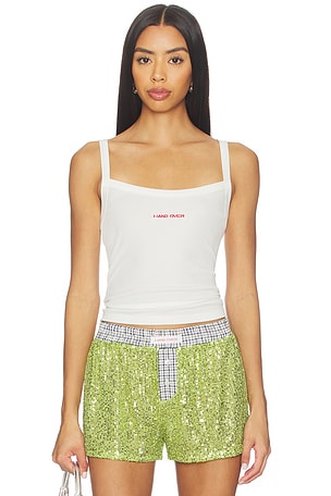 HAND OVER Matt Tank Top in White