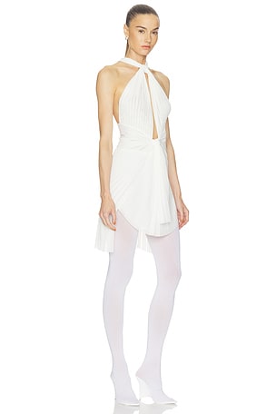 HAELO Pleated Drape Dress in White