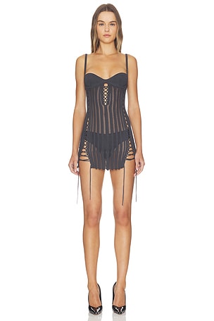 Laced Chevron Layered Mini Dress HAELO