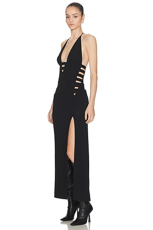 HAELO Deep-v Brace Dress in Black