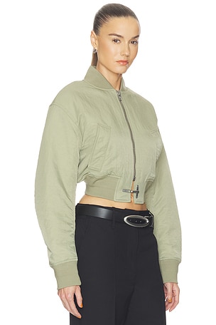 HAELO Crop Bomber Jacket in Olive. Size XXS. Also