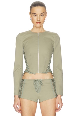 x REVOLVE Lace-up Jacket in Surplus Khaki HAELO
