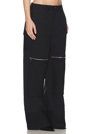 HAELO Flex Waist Zip Cargo Pant in Black