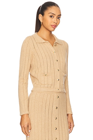 HEVRON Nanette Cardigan in Tan