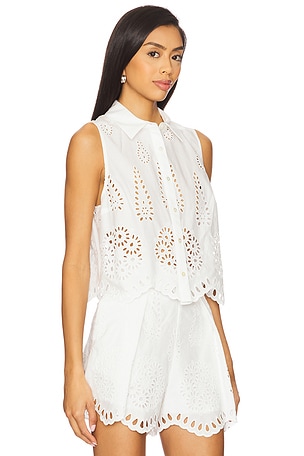 HEVRON Katja Top in Eyelet in White