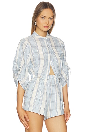 HEVRON Eva Top in Blue,White