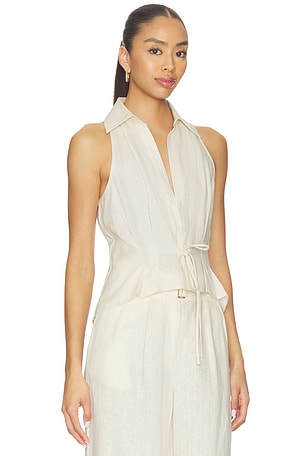 HEVRON Sloan Linen Vest in Ivory