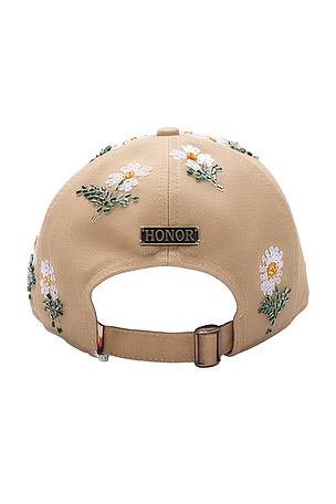 Honor The Gift Flowers Beaded 6 Panel Cap in Beige