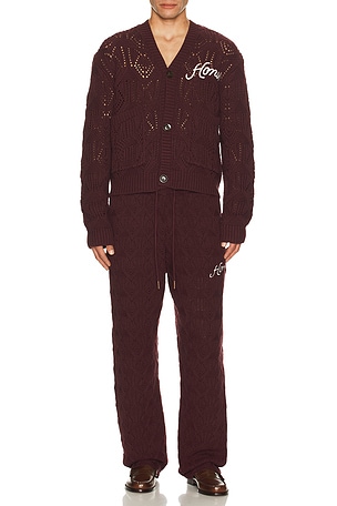 Honor The Gift Cable Cardigan in Wine