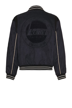 Honor The Gift Oil Head Varsity Jacket in Navy