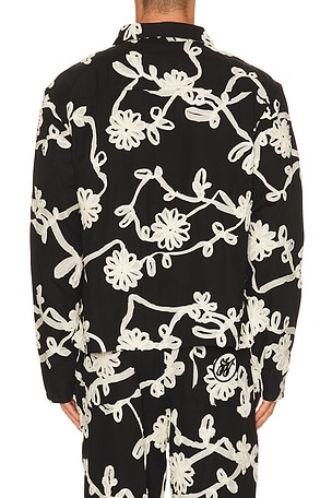 Honor The Gift Floral Ribbon Button Up in Black