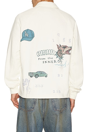 Honor The Gift All Over La Fleece Coaches Jacket in Cream