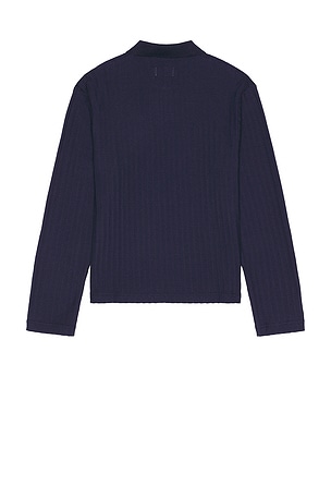 Honor The Gift Long Sleeve Knit Polo in Navy