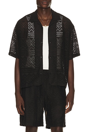 Pointelle Crochet Camp Collar Shirt Honor The Gift