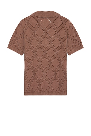 Honor The Gift Diamond Knit Polo in Brown