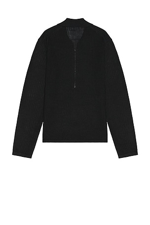 Helmut Lang Long Sleeve Zip Polo in Black