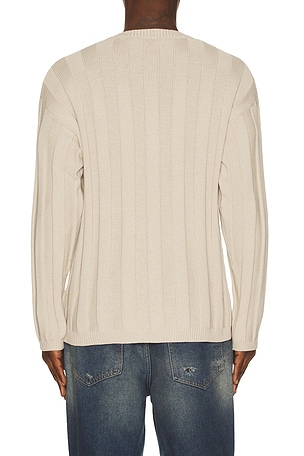 Helmut Lang Wide Rib Crew Sweater in Grey