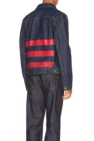 Helmut Lang RED STIPE DENIM ジャケット - Dark Blue | REVOLVE