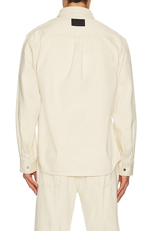 Helmut Lang Denim Shirt in Ivory. Size XXL/2X. Also