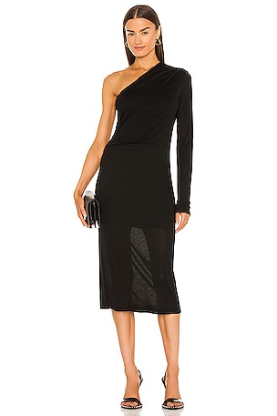 Helmut Lang One Sleeve Dress in Basalt Black REVOLVE