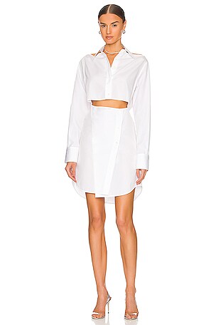 helmut lang white shirt dress Helmut Lang Slit Shirt Dress in White