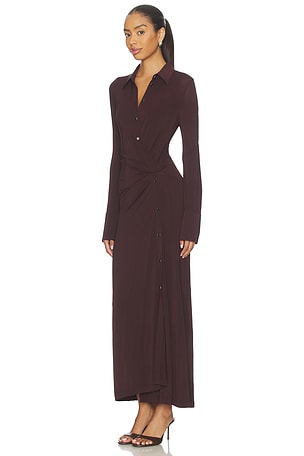 Helmut Lang Twisted Shirt Dress in Brown