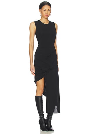 Helmut Lang Twist Drape Dress in Black