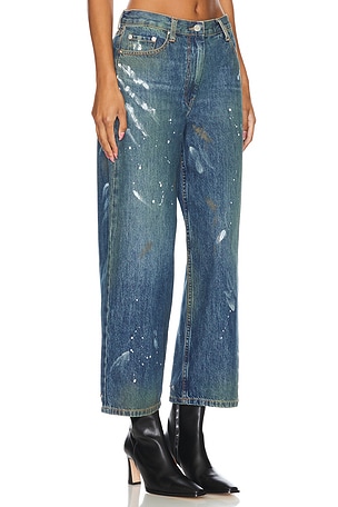 Helmut Lang Cropped Wide Leg in Blue