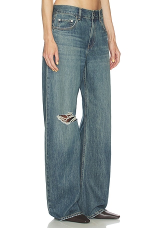 Helmut lang relaxed destroyed bootcut jeans en color azul