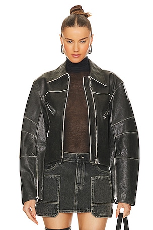 HELMUT LANG black outlets cropped moto jacket 2