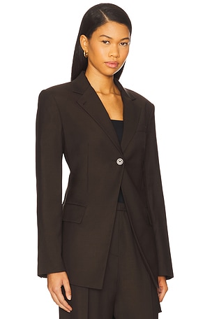 Helmut Lang Cut Away Blazer in Brown. Size 6. Also