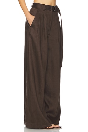 Helmut Lang Wide Double Pleated Trouser in Chocolate