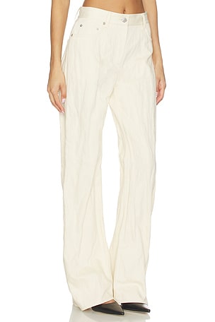 Helmut Lang Crushed Relaxed Bootcut Pant in Cream