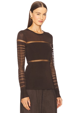 Helmut Lang Spaced Sheer Top in Brown