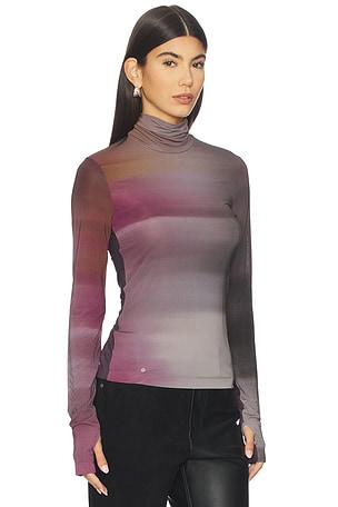 Helmut Lang Long Sleeve Turtleneck Top in Purple