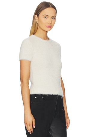Helmut Lang Crop Eyelash Tee in Ivory