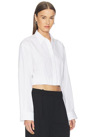 Helmut Lang Cropped Gather Shirt in White