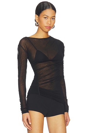 Helmut Lang Seamed Wind Top in Black. Size S. Also