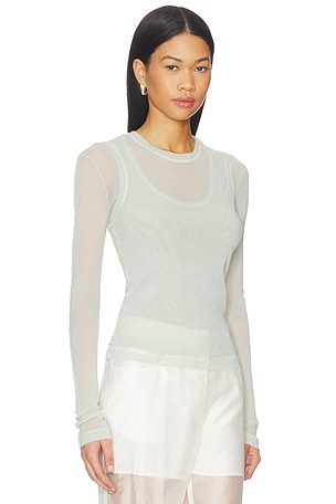 Helmut lang mesh layeRojo long sleeve top en color hierbabueN/A