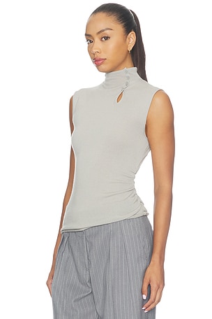 Helmut Lang Button Sleeveless Top in Grey. Size L. Also