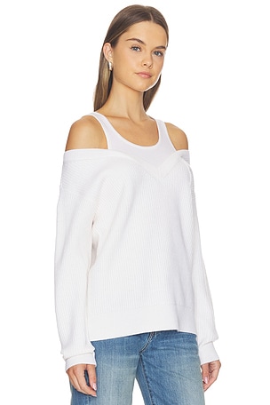 Helmut Lang Double Layer V Neck Top in Ivory. Size S. Also