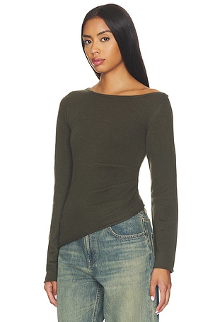 Helmut Lang Draped Asym Top in Olive