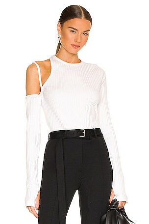 Helmut Lang Luxe Pima Cutout Top in White REVOLVE