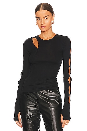 【HELMUT LANG】Slash Long Sleeve T-Shirt/関税+全国送料込み Helmut Lang Black Slash Long Sleeve T-Shirt Helmut Lang