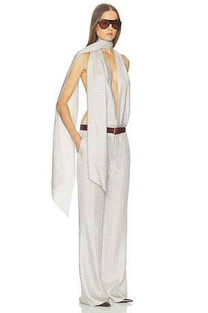 Scarf Halter Jumpsuit in Tie Print Helsa